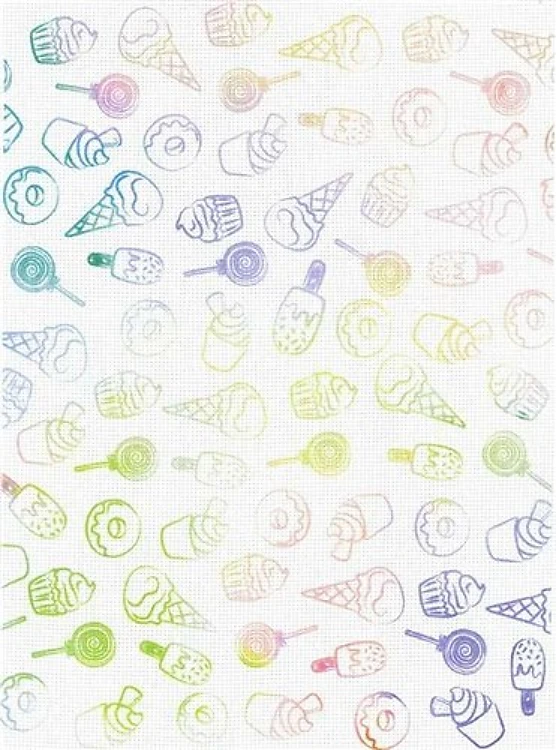 Designer Printed AIDA Canvas 14 Ct. Ice Cream And Sweets