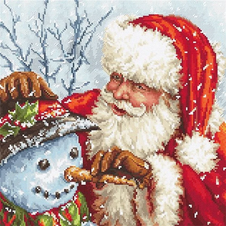 Cross Stitch Kit Santa And Snowman
