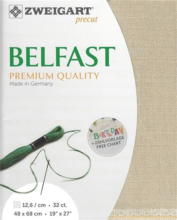 Precut Zweigart Belfast 32 Count Flax