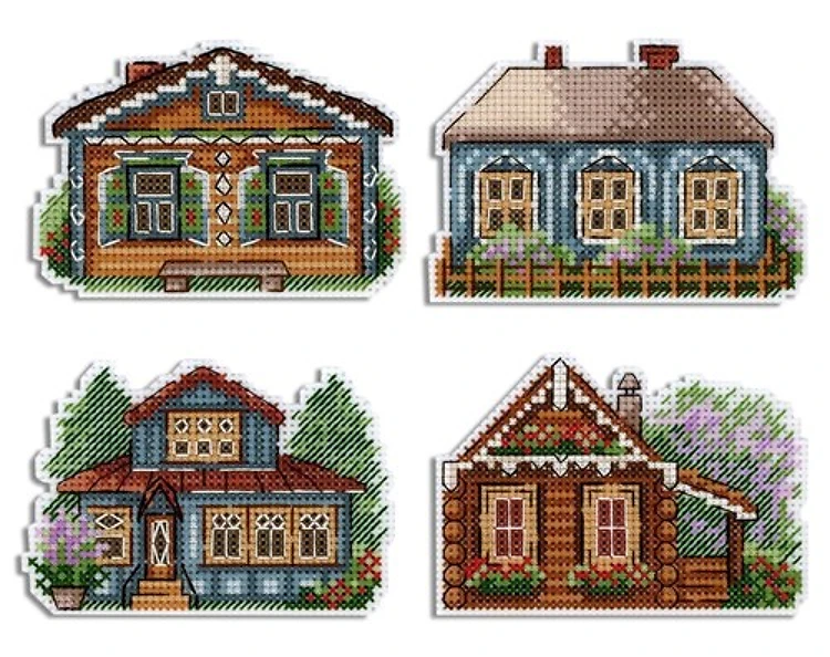 Houses Magnets Cross Stitch Kit