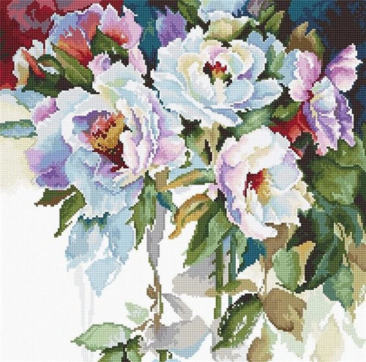 White Roses Cross Stitch Kit