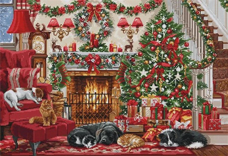 Cozy Fireplace Cross Stitch Kit