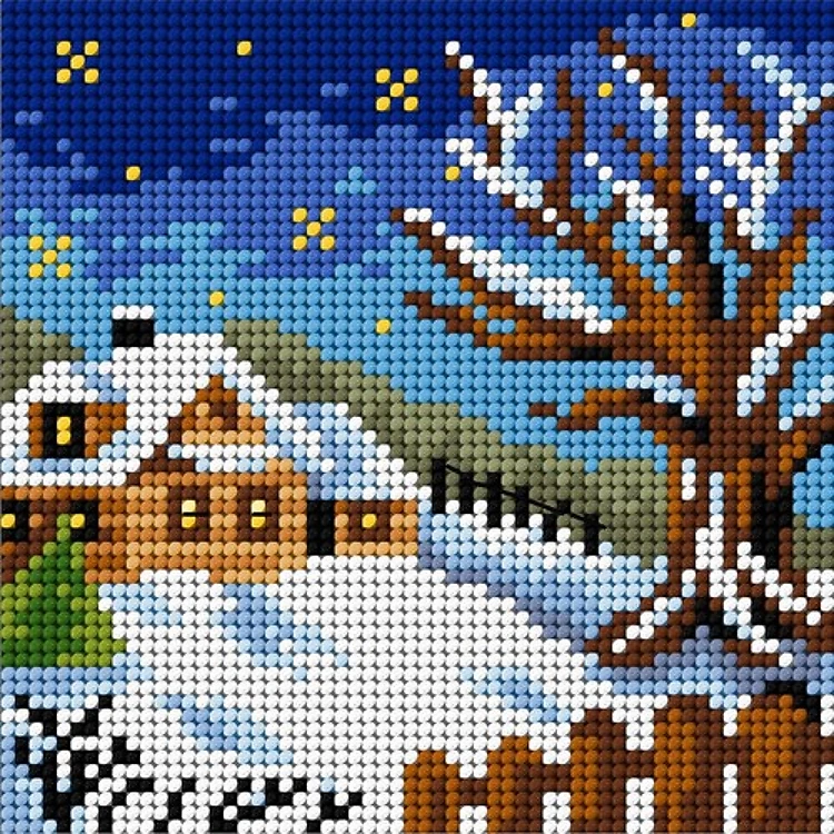 Four Seasons - Winter Needlepoint Canvas For Halfstitch W/O Yarn