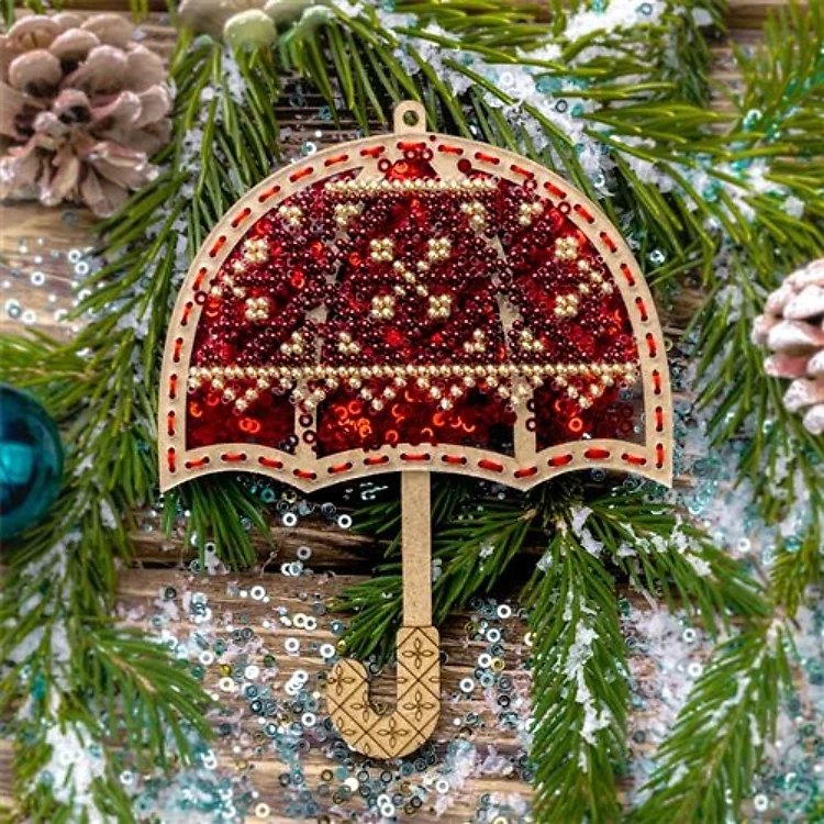 Bead Embroidery Umbrella On Plastic Base