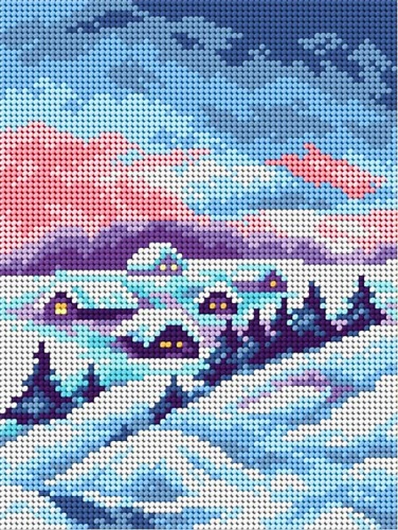 Needlepoint Canvas For Halfstitch W/O Yarn Frosty Land