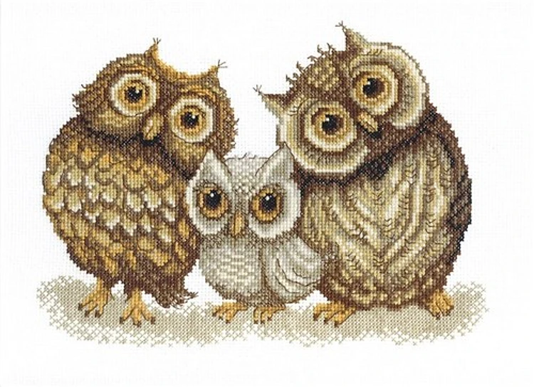 Family Of Owls Cross Stitch Crystal Art Kit