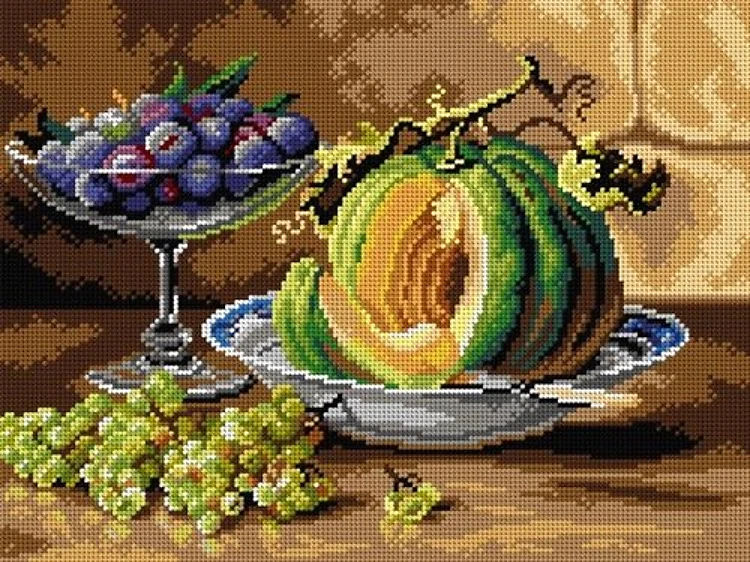 Needlepoint Canvas For Halfstitch W/O Yarn Louis Letsch - Still Life Pumpkins