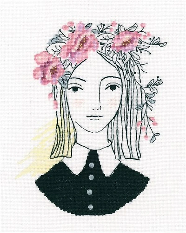 In The Haze Of Pink Flowers Cross Stitch Kit