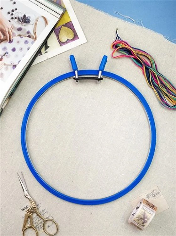 Large Spring Metal Embroidery Hoop Nurge - Deep Blue
