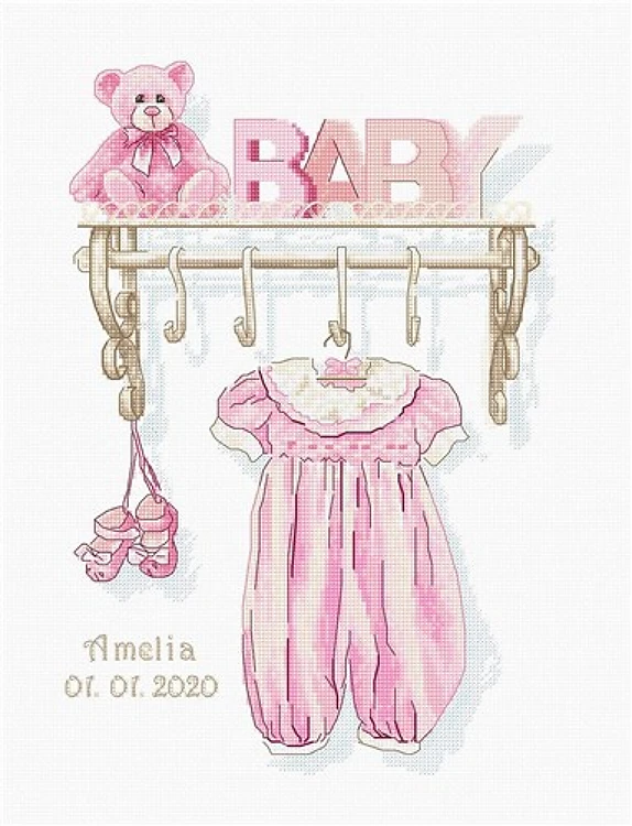 Baby Girl Birth Cross Stitch Kit