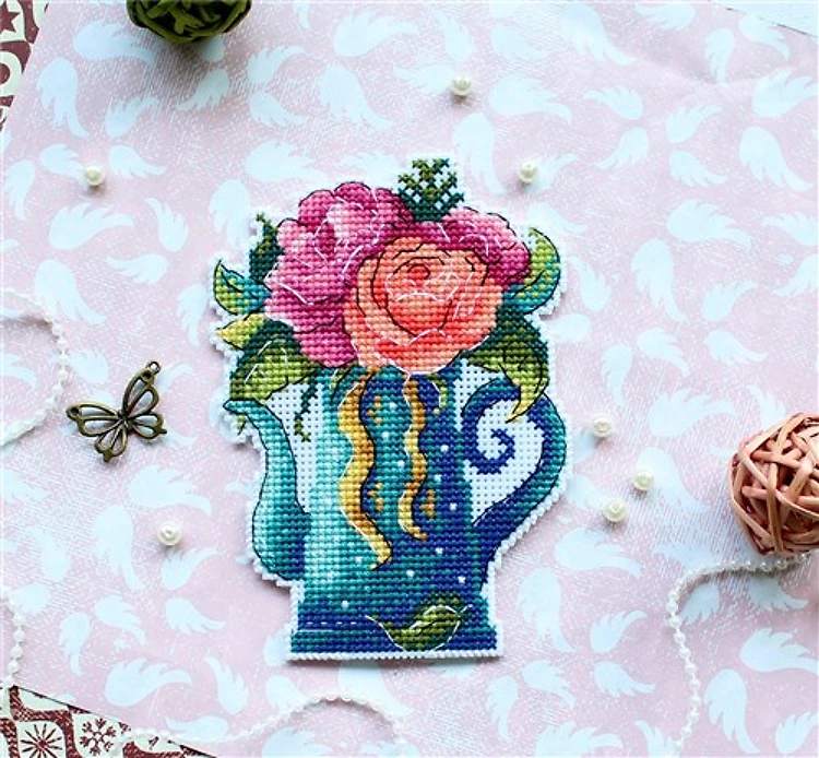 Flowers Of Love Plastic Canvas Cross Stitch Kit