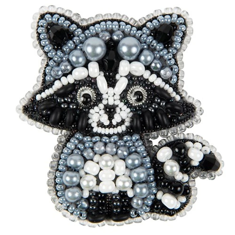 Raccoon Brooch Beadwork Kit