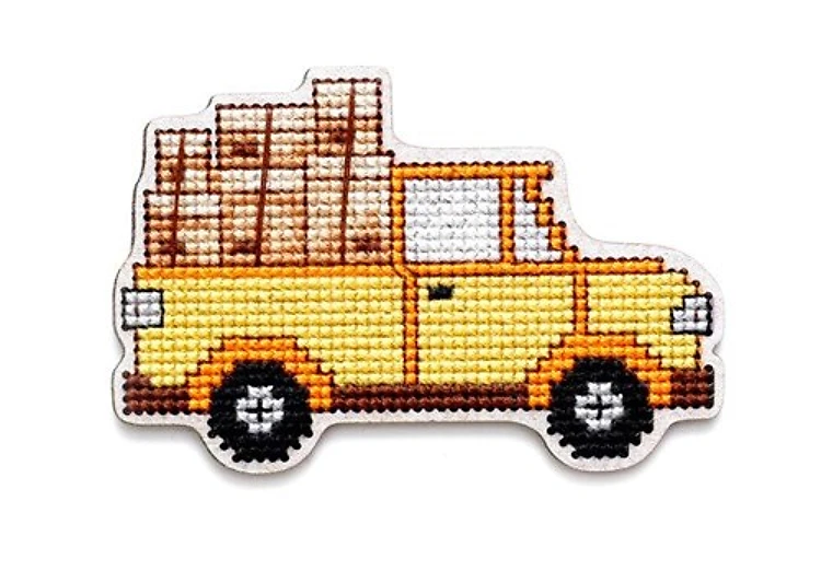 Truck Cross Stitch Kit On Wood