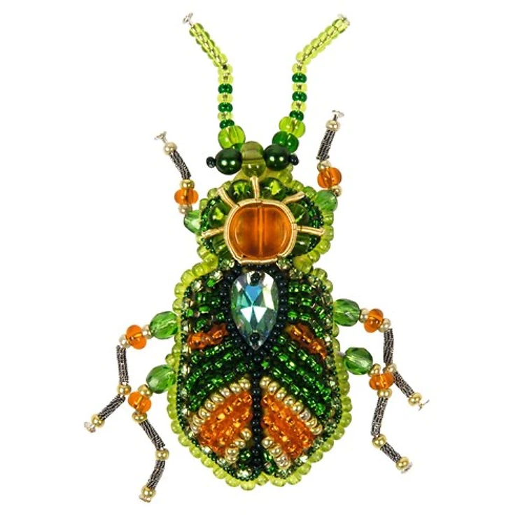 Green Beetle Brooch Beadwork Kit