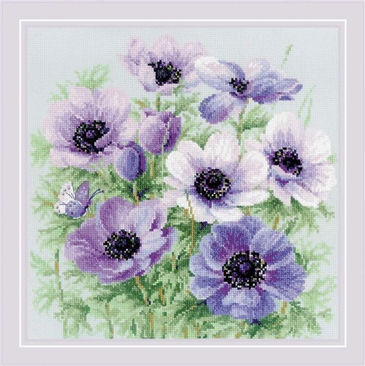 Purple Anemones Cross Stitch Kit