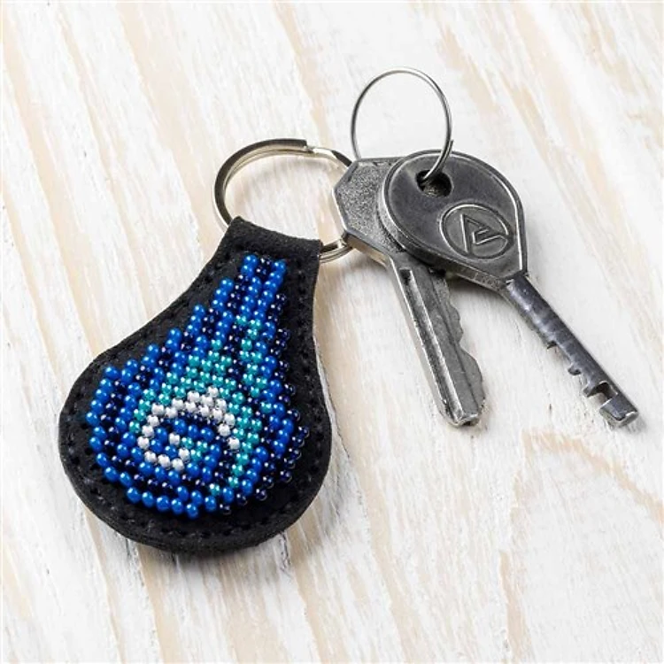 Bead Embroidery Kit On Artificial Keather Key Ring