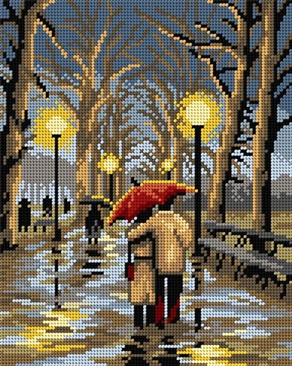 Goeblin Canvas For Halfstitch W/O Yarn After Gerda Wagener - A Riding Tour In The Snow