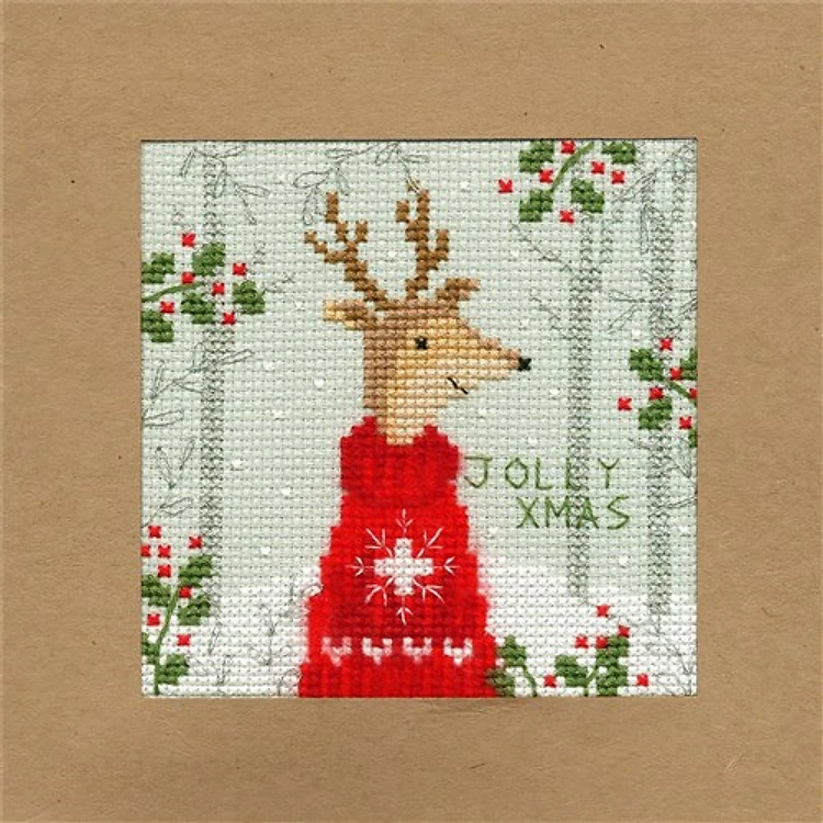 Christmas Card - Xmas Deer Cross Stitch Kit