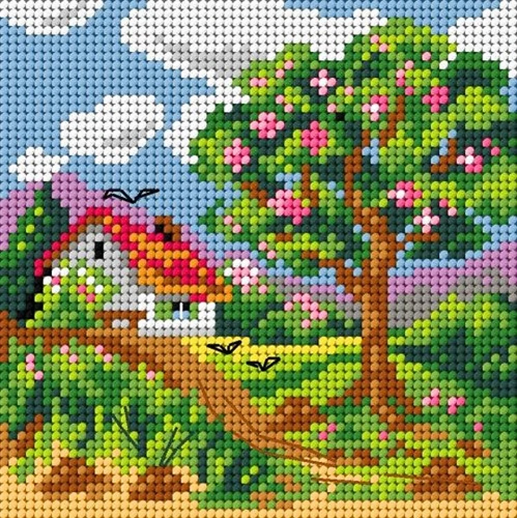 Needlepoint, Canvas For Halfstitch W/O Yarn - Four Seasons - Spring