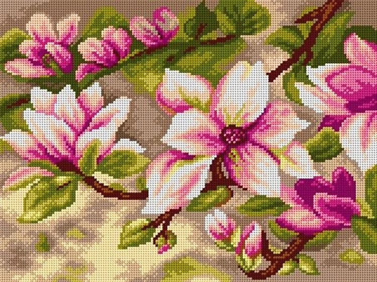 Needlepoint, Canvas For Halfstitch W/O Yarn - Blooming Magnolia