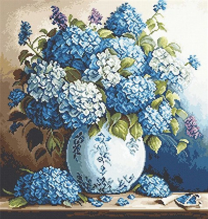 Vase With Hydrangeas Cross Stitch Kit