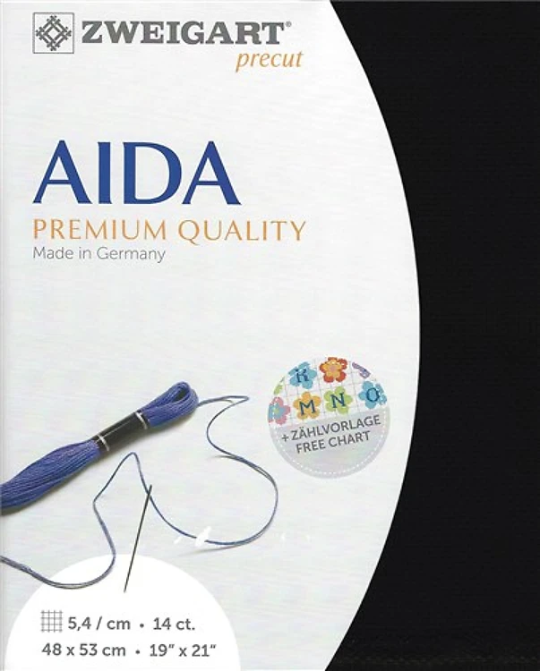 Precut Zweigart Stern-Aida 14 Count - Black
