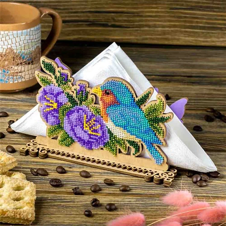 Napkin Holder Bead Embroidery Kit On Wood