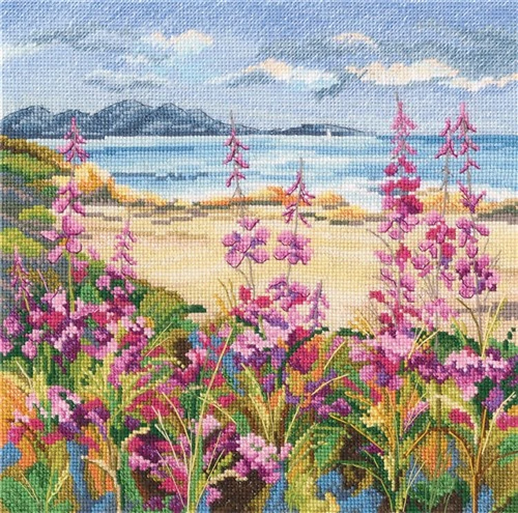 Flowers By A Mountain Lake Cross Stitch Kit
