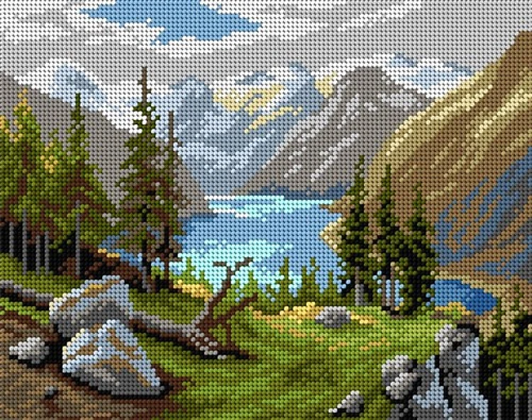 Needlepoint, Canvas For Halfstitch W/O Yarn - Lake Hallstatt