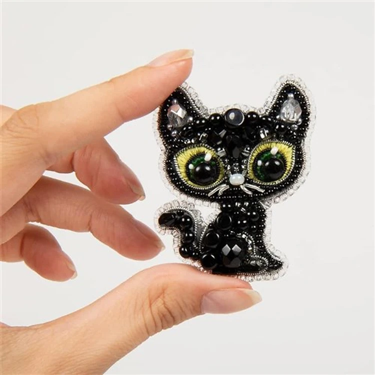 Black Cat Beadwork Brooch Kit