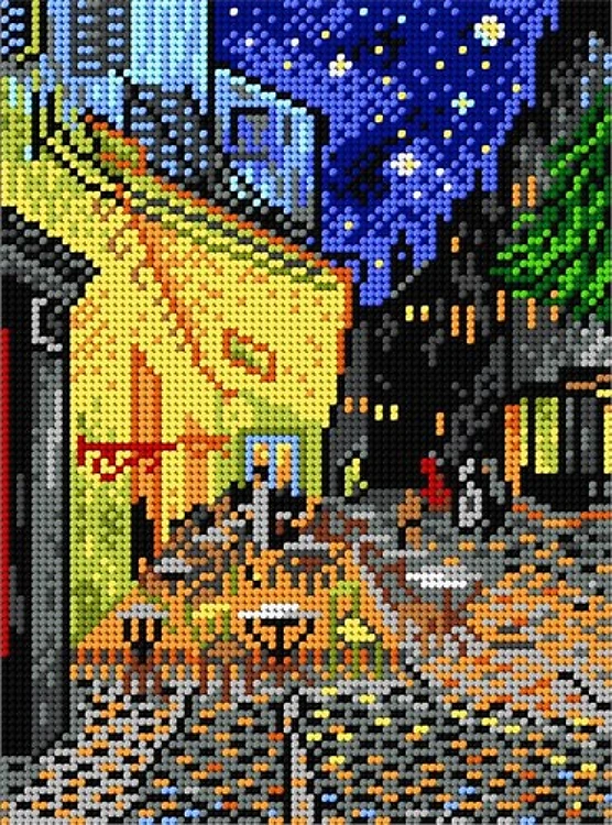 Needlepoint, Canvas For Halfstitch W/O Yarn - Cafe Terrace At Night