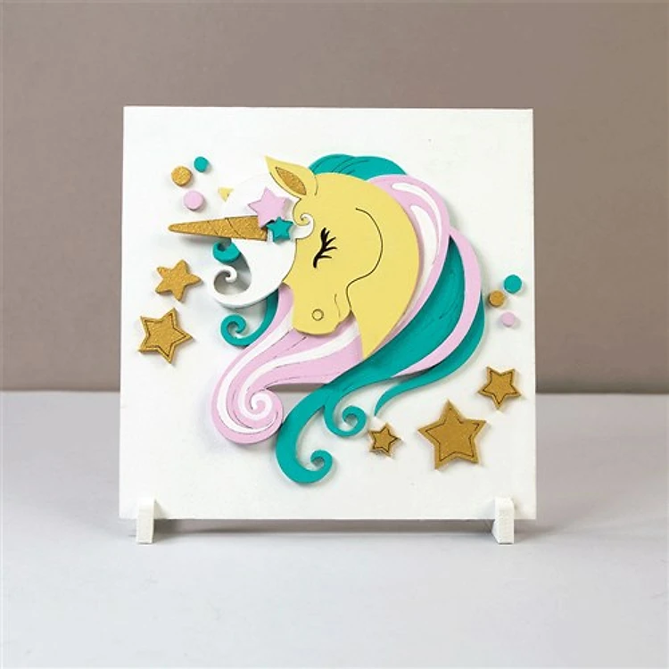 Star Unicorn - 3D Painting On Primed Fiberboard