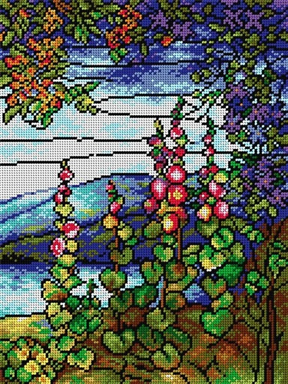 Needlepoint, Canvas For Halfstitch W/O Yarn - Landscape With Mallows