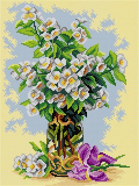 Needlepoint Canvas For Halfstitch W/O Yarn - Summer Flowers