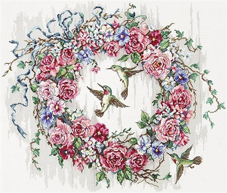 Hummingbird Wreath Cross Stitch Kit
