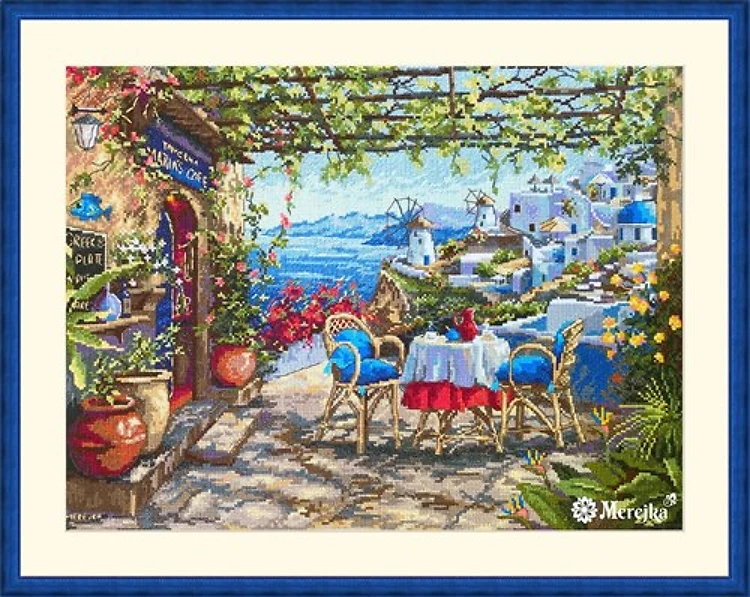 Santorini View From Terrace Cross Stitch Kit