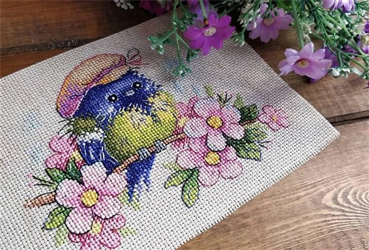 Bird With Flowers Cross Stitch Kit