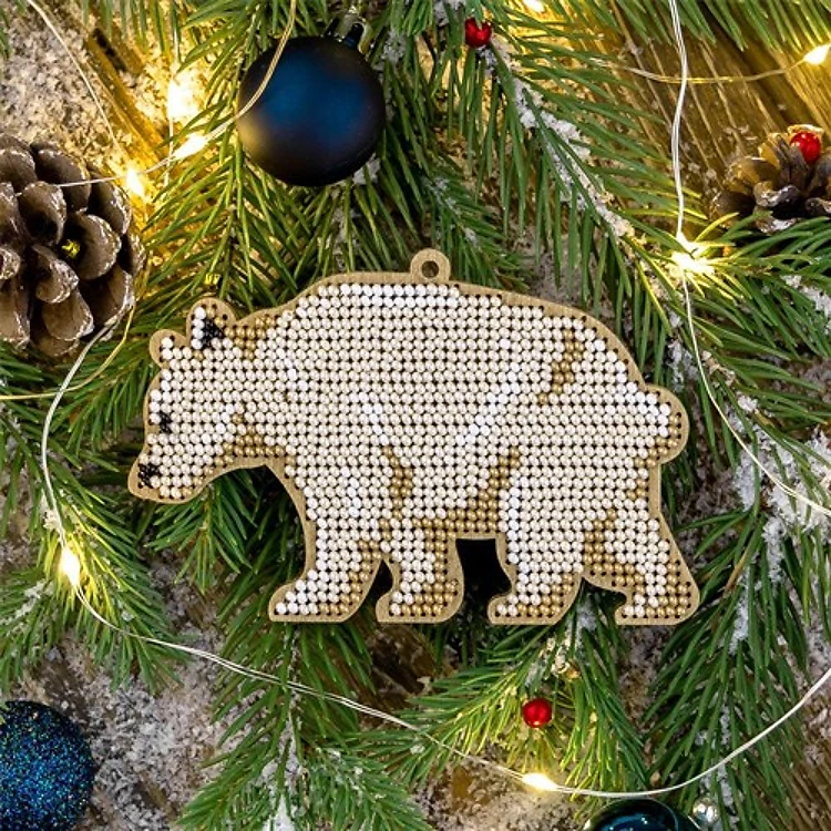 Polar Bear Beadwork Kit On Wood