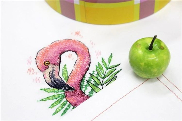 Flamingo Cross Stitch On Clothes Kit