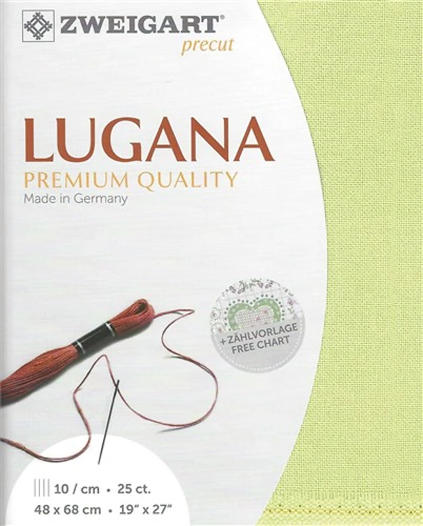 Precut Zweigart Lugana 25 Count - Lime Green