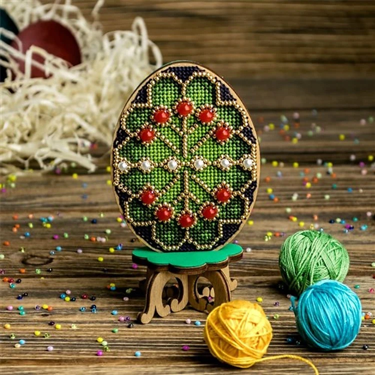 Easter Egg Cross Stitch Kit On Wood