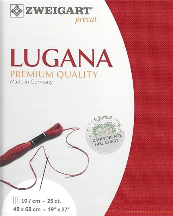 Precut Zweigart Lugana 25 Count - Christmas Red