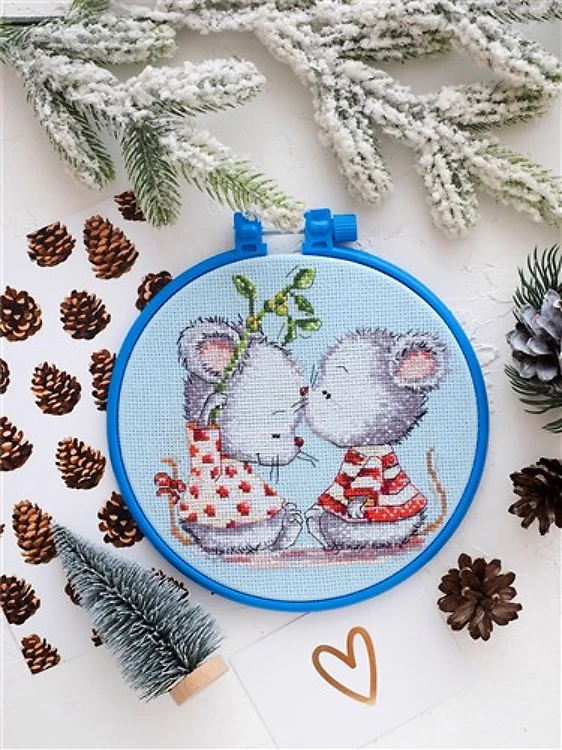 Fallen In Love Mice Cross Stitch Kit