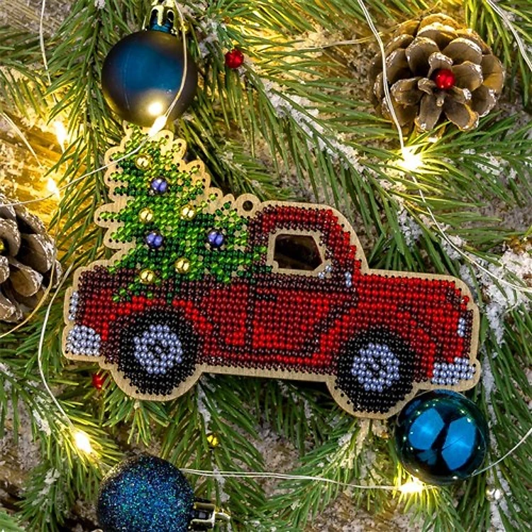 Truck Bead Embroidery Kit On Wood