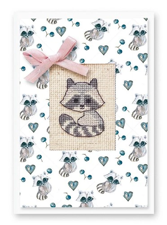 Raccoon Post Card Cross-Stitch Kit
