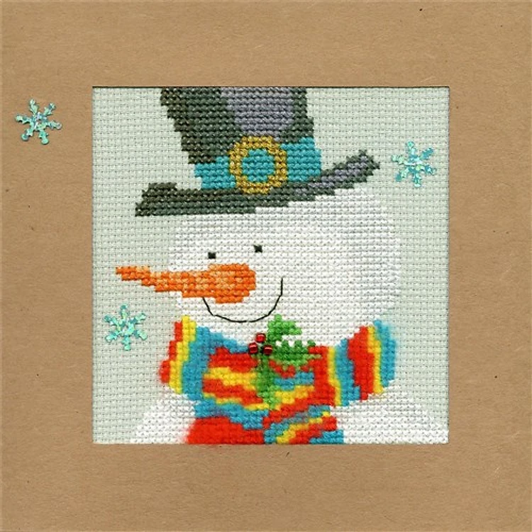 Christmas Card - Snowy Man Cross Stitch Kit
