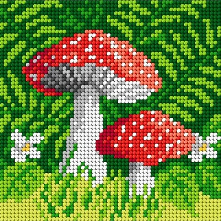 Needlepoint Canvas For Halfstitch W/O Yarn - Toadstools