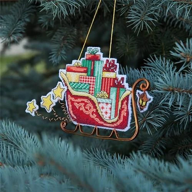Christmas Sleigh Plastic Canvas Cross Stitch Kit