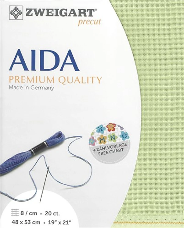 Precut Zweigart Aida Extra Fine 20 Count - Light Green
