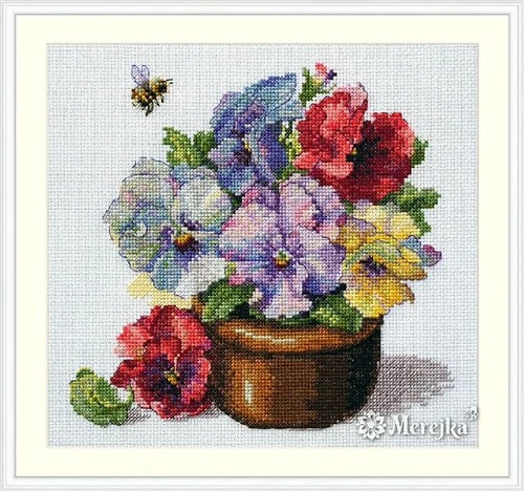 Spring Pansies Cross-Stitch Kit